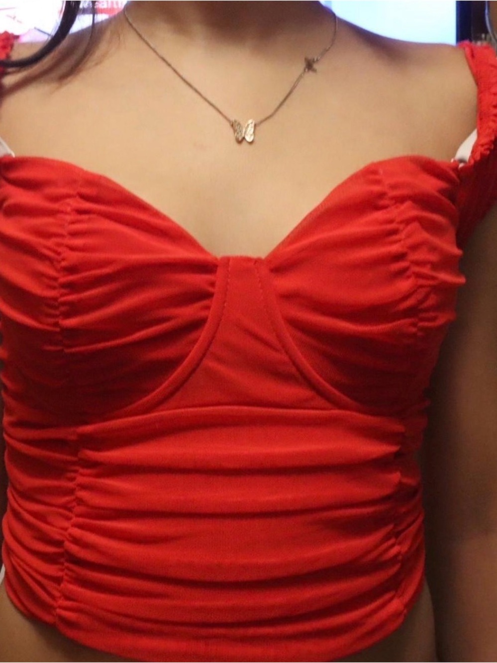Red Ruched Sweetheart Tank Top - Women